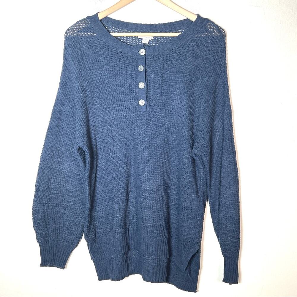 American Eagle navy blue oversized waffle knit sweater size small S B178